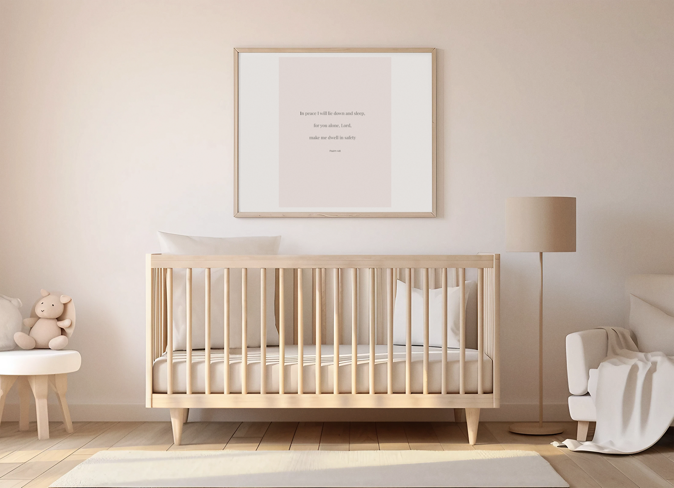 Psalm 4:8 — Children’s Night Prayer Scripture Art (Digital Download)