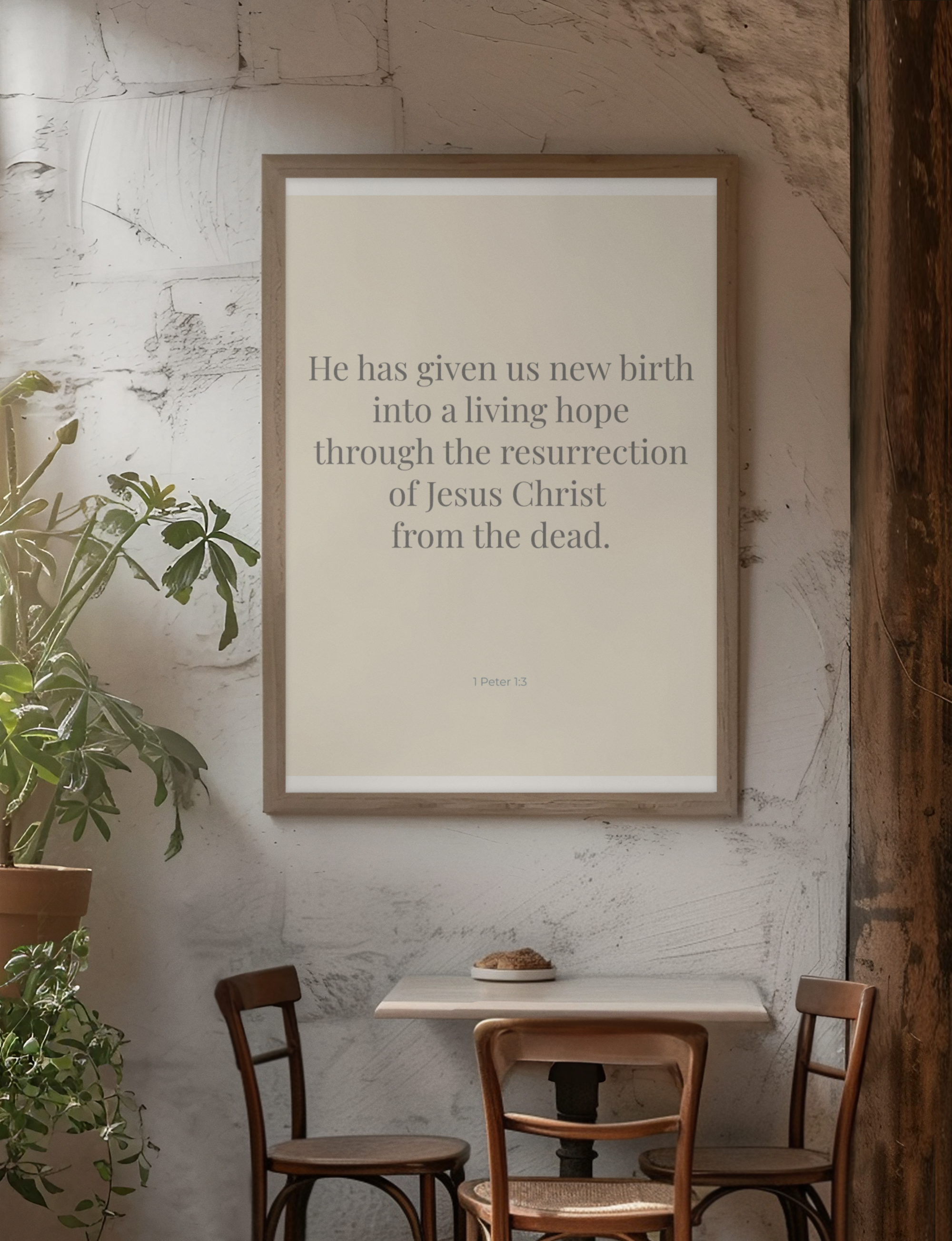 1 Peter 1:3 Wall Art – Living Hope Scripture Print (Christian Easter Decor Digital Download)